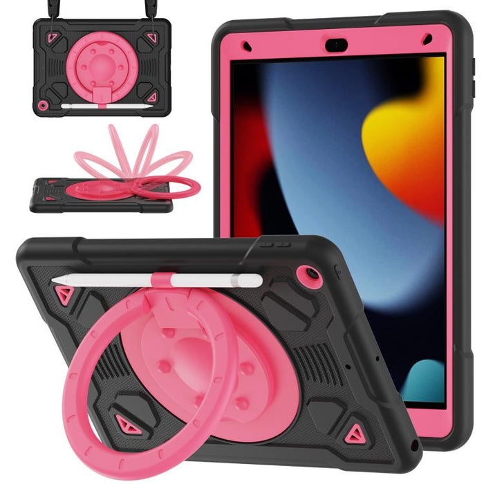 Funda de silicona para tablet PC con soporte para anillo de planeta espacial y correa para el hombro., For iPad 10.2 2021 / 2020 / 2019