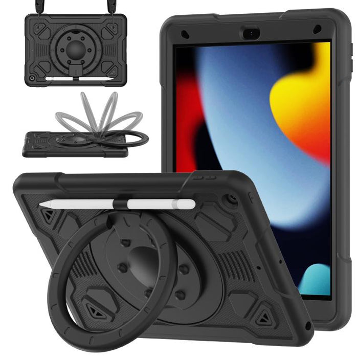 Funda de silicona para tablet PC con soporte para anillo de planeta espacial y correa para el hombro., For iPad 10.2 2021 / 2020 / 2019