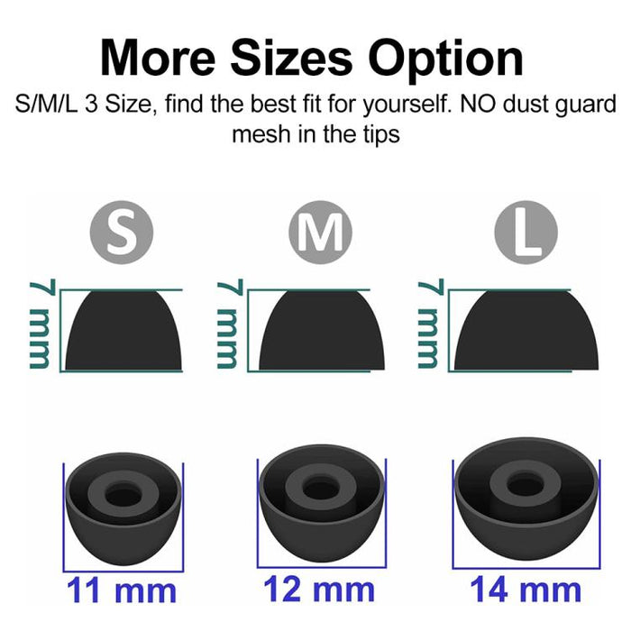 Kit de 3 pares de almohadillas de silicona de repuesto para auriculares XDcase, tamaños S/M/L, For Samsung Galaxy Buds2 Pro / Buds+