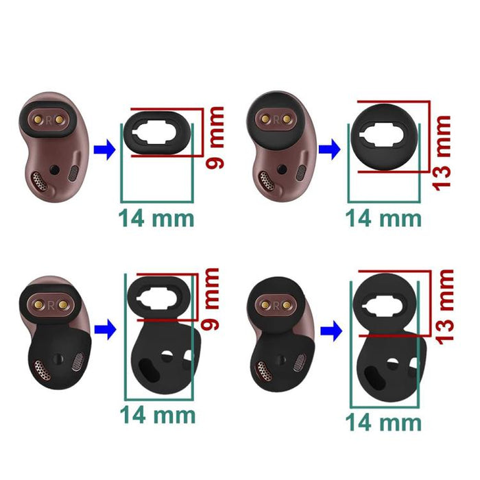 Kit de 4 pares de almohadillas de silicona y ganchos para orejas XDcase, tamaño S/L (izquierdo y derecho), For Samsung Galaxy Buds Live