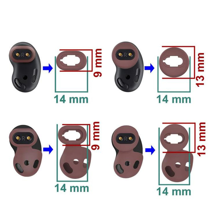 Kit de 4 pares de almohadillas de silicona y ganchos para orejas XDcase, tamaño S/L (izquierdo y derecho), For Samsung Galaxy Buds Live