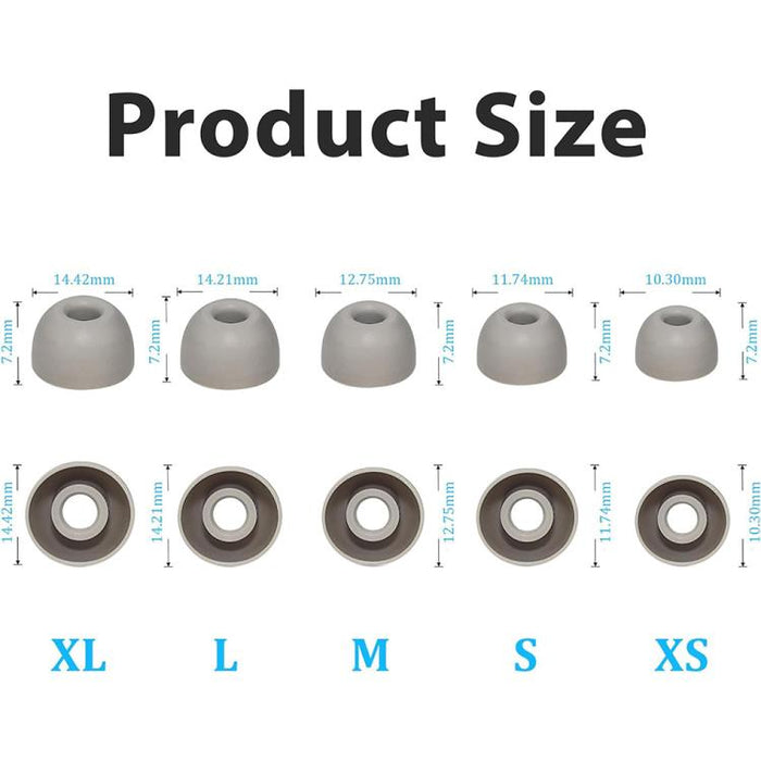 Kit de 5 pares de almohadillas de silicona para oídos XDcase, tamaños XS/S/M/L/XL, For Beats Powerbeats Pro 2 / Fit / Studio Buds