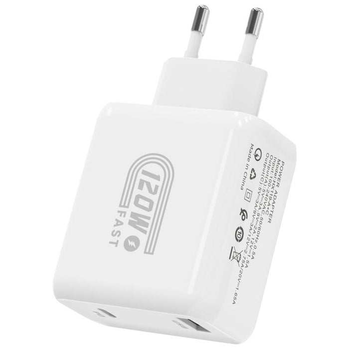 Cargador rápido HX119 de 120 W con interfaz dual USB y Tipo-C, EU Plug, UK Plug, US Plug