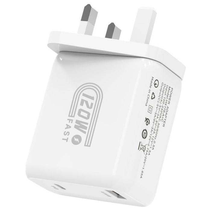 Cargador rápido HX119 de 120 W con interfaz dual USB y Tipo-C, EU Plug, UK Plug, US Plug