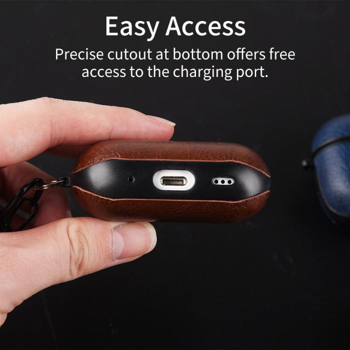 Estuche para auriculares de dos piezas de piel sintética con gancho y dedal., For AirPods Pro 3, For AirPods 4, For AirPods Pro 2