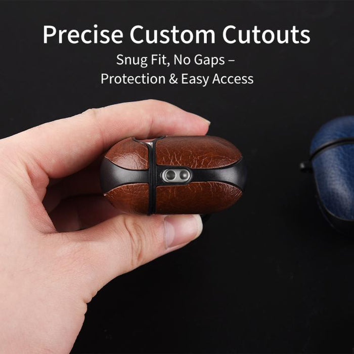 Estuche para auriculares de dos piezas de piel sintética con gancho y dedal., For AirPods Pro 3, For AirPods 4, For AirPods Pro 2