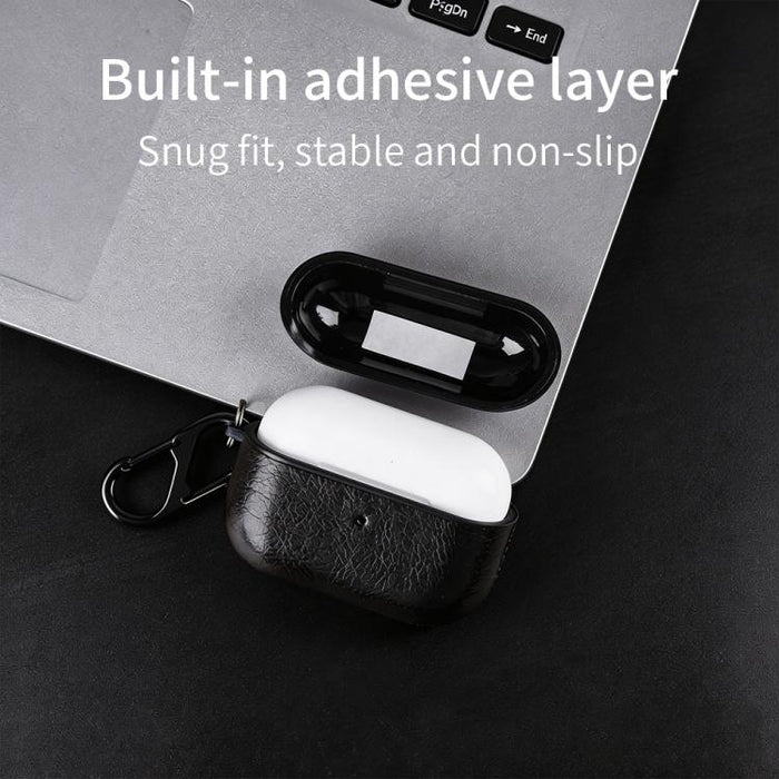 Estuche para auriculares de dos piezas de piel sintética con gancho y dedal., For AirPods Pro 3, For AirPods 4, For AirPods Pro 2