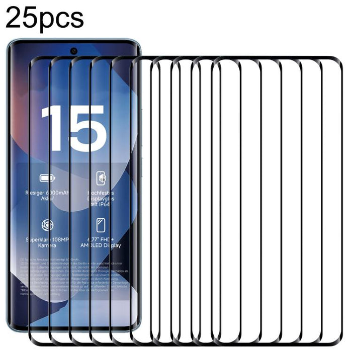 25 unidades de adhesivo para bordes de vidrio templado 9H HD con bordes curvos 3D, For Redmi Note 15 4G Global 164mm, For Redmi Note 15 Pro 4G Global 163.2mm