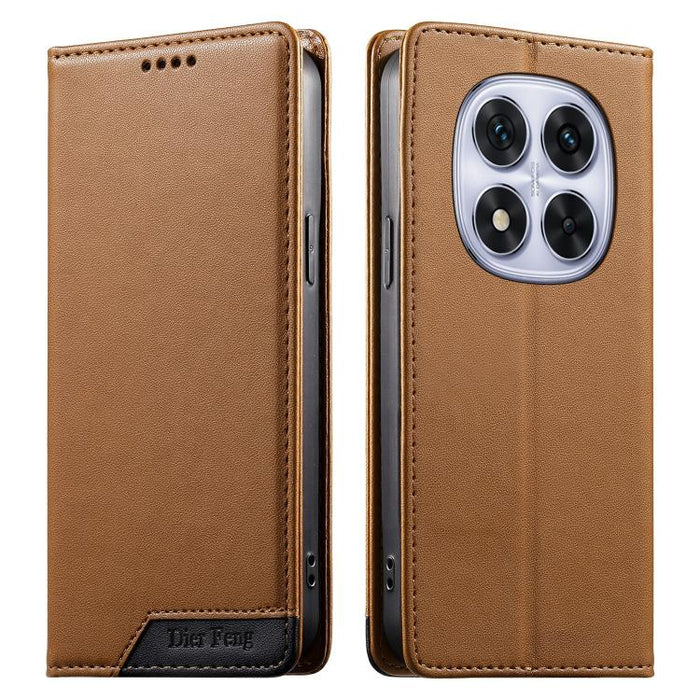 Funda para teléfono Dierfeng Splicing de cuero vegano con imán RFID resistente, For Redmi Note 14 Pro 5G / Note 14 Pro+ 5G, For Redmi Note 14 Pro 4G, For Redmi Note 14 4G 163.25mm, For Redmi 14C 4G / 14R / A4 5G, For Redmi K70 Ultra                    ...