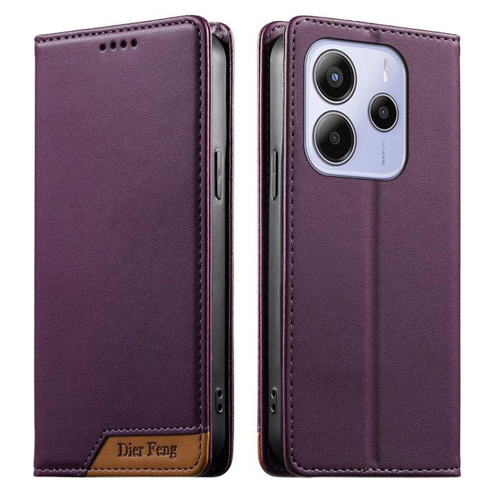 Funda para teléfono Dierfeng Splicing de cuero vegano con imán RFID resistente, For Redmi A7 Pro 4G / 5G 171mm / Poco C85x 5G, For Redmi 15a 5G, For Redmi Turbo 5 Max 5G / Poco X8 Pro Max 5G, For Redmi Note 15 Pro+ 5G Global 163.3mm                    ...