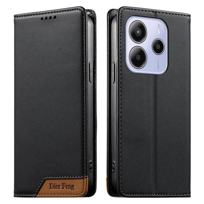 Funda para teléfono Dierfeng Splicing de cuero vegano con imán RFID resistente, For Redmi Note 14 Pro 5G / Note 14 Pro+ 5G, For Redmi Note 14 Pro 4G, For Redmi Note 14 4G 163.25mm, For Redmi 14C 4G / 14R / A4 5G, For Redmi K70 Ultra                    ...