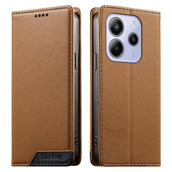 Funda para teléfono Dierfeng Splicing de cuero vegano con imán RFID resistente, For Redmi Note 14 Pro 5G / Note 14 Pro+ 5G, For Redmi Note 14 Pro 4G, For Redmi Note 14 4G 163.25mm, For Redmi 14C 4G / 14R / A4 5G, For Redmi K70 Ultra                    ...