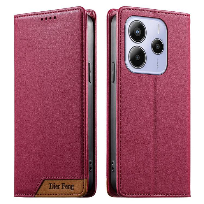 Funda para teléfono Dierfeng Splicing de cuero vegano con imán RFID resistente, For Redmi Note 14 Pro 5G / Note 14 Pro+ 5G, For Redmi Note 14 Pro 4G, For Redmi Note 14 4G 163.25mm, For Redmi 14C 4G / 14R / A4 5G, For Redmi K70 Ultra                    ...