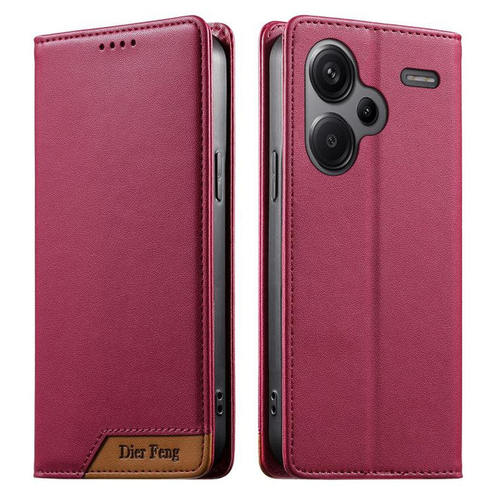 Funda para teléfono Dierfeng Splicing de cuero vegano con imán RFID resistente, For Redmi Note 14 Pro 5G / Note 14 Pro+ 5G, For Redmi Note 14 Pro 4G, For Redmi Note 14 4G 163.25mm, For Redmi 14C 4G / 14R / A4 5G, For Redmi K70 Ultra                    ...