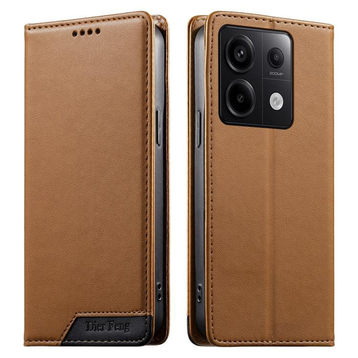 Funda para teléfono Dierfeng Splicing de cuero vegano con imán RFID resistente, For Redmi Note 14 Pro 5G / Note 14 Pro+ 5G, For Redmi Note 14 Pro 4G, For Redmi Note 14 4G 163.25mm, For Redmi 14C 4G / 14R / A4 5G, For Redmi K70 Ultra                    ...