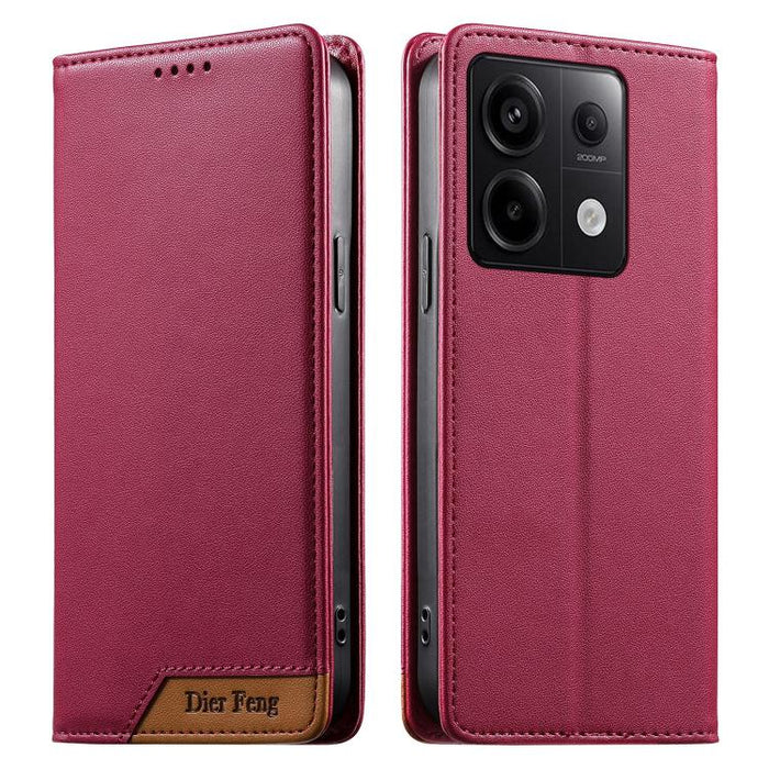 Funda para teléfono Dierfeng Splicing de cuero vegano con imán RFID resistente, For Redmi Note 14 Pro 5G / Note 14 Pro+ 5G, For Redmi Note 14 Pro 4G, For Redmi Note 14 4G 163.25mm, For Redmi 14C 4G / 14R / A4 5G, For Redmi K70 Ultra                    ...