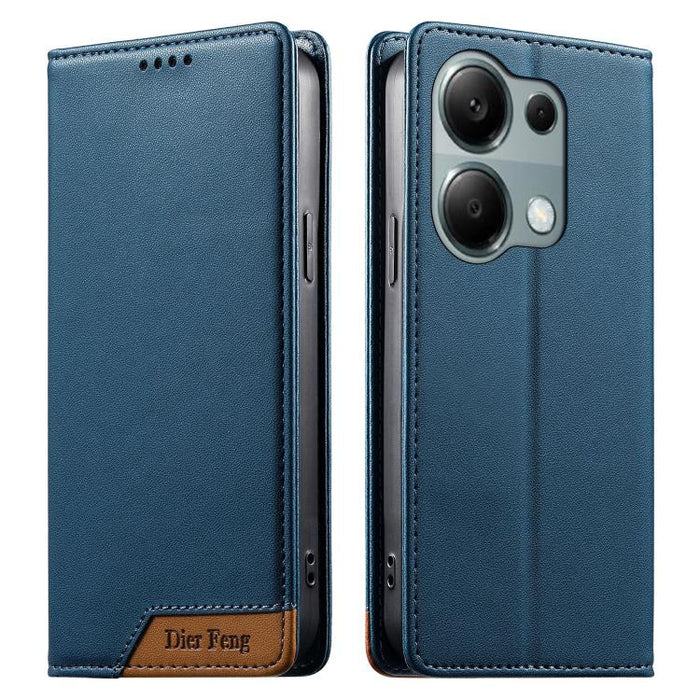 Funda para teléfono Dierfeng Splicing de cuero vegano con imán RFID resistente, For Redmi Note 14 Pro 5G / Note 14 Pro+ 5G, For Redmi Note 14 Pro 4G, For Redmi Note 14 4G 163.25mm, For Redmi 14C 4G / 14R / A4 5G, For Redmi K70 Ultra                    ...