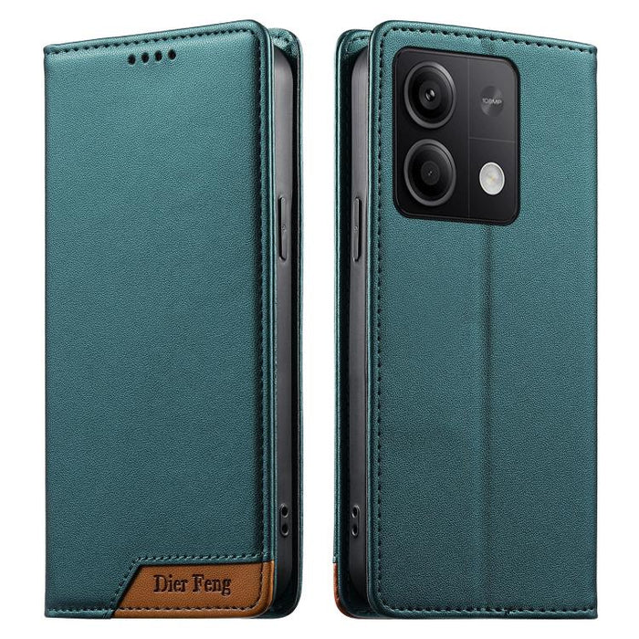 Funda para teléfono Dierfeng Splicing de cuero vegano con imán RFID resistente, For Redmi Note 14 Pro 5G / Note 14 Pro+ 5G, For Redmi Note 14 Pro 4G, For Redmi Note 14 4G 163.25mm, For Redmi 14C 4G / 14R / A4 5G, For Redmi K70 Ultra                    ...