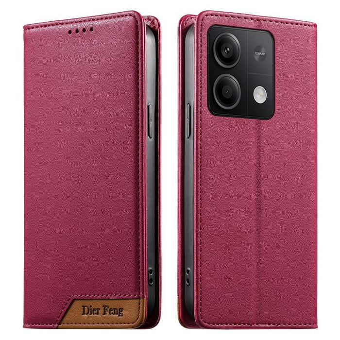 Funda para teléfono Dierfeng Splicing de cuero vegano con imán RFID resistente, For Redmi Note 14 Pro 5G / Note 14 Pro+ 5G, For Redmi Note 14 Pro 4G, For Redmi Note 14 4G 163.25mm, For Redmi 14C 4G / 14R / A4 5G, For Redmi K70 Ultra                    ...