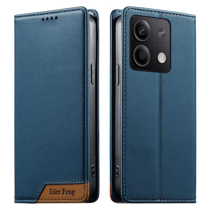 Funda para teléfono Dierfeng Splicing de cuero vegano con imán RFID resistente, For Redmi Note 14 Pro 5G / Note 14 Pro+ 5G, For Redmi Note 14 Pro 4G, For Redmi Note 14 4G 163.25mm, For Redmi 14C 4G / 14R / A4 5G, For Redmi K70 Ultra                    ...
