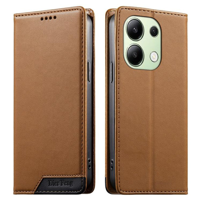 Funda para teléfono Dierfeng Splicing de cuero vegano con imán RFID resistente, For Redmi Note 14 Pro 5G / Note 14 Pro+ 5G, For Redmi Note 14 Pro 4G, For Redmi Note 14 4G 163.25mm, For Redmi 14C 4G / 14R / A4 5G, For Redmi K70 Ultra                    ...