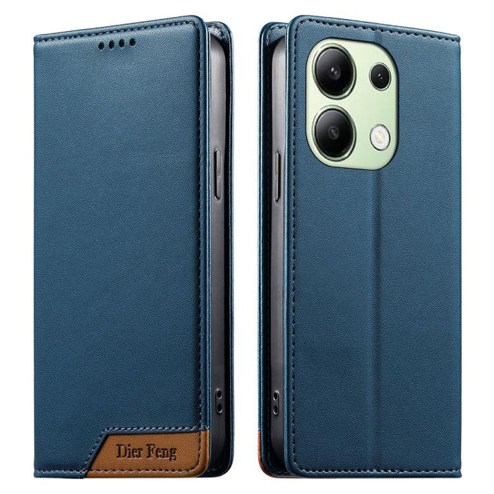 Funda para teléfono Dierfeng Splicing de cuero vegano con imán RFID resistente, For Redmi Note 14 Pro 5G / Note 14 Pro+ 5G, For Redmi Note 14 Pro 4G, For Redmi Note 14 4G 163.25mm, For Redmi 14C 4G / 14R / A4 5G, For Redmi K70 Ultra                    ...