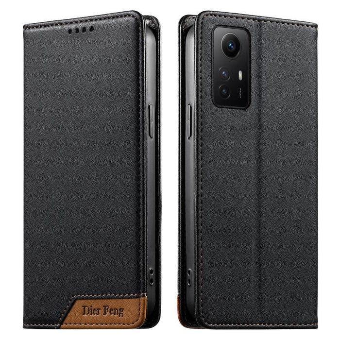 Funda para teléfono Dierfeng Splicing de cuero vegano con imán RFID resistente, For Redmi Note 12S / Note 11S 4G, For Redmi Note 12 4G Global, For Redmi 12C / 11A / Poco C55, For Redmi Note 12 Pro+ Global, For Redmi Note 12 Pro 5G Global / Speed       ...