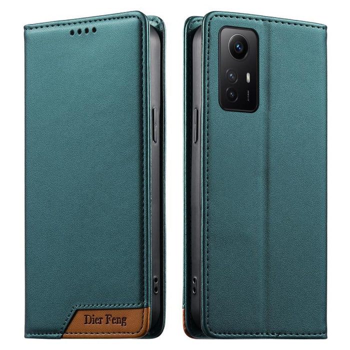 Funda para teléfono Dierfeng Splicing de cuero vegano con imán RFID resistente, For Redmi Note 12S / Note 11S 4G, For Redmi Note 12 4G Global, For Redmi 12C / 11A / Poco C55, For Redmi Note 12 Pro+ Global, For Redmi Note 12 Pro 5G Global / Speed       ...