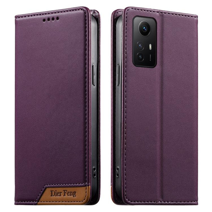 Funda para teléfono Dierfeng Splicing de cuero vegano con imán RFID resistente, For Redmi Note 12S / Note 11S 4G, For Redmi Note 12 4G Global, For Redmi 12C / 11A / Poco C55, For Redmi Note 12 Pro+ Global, For Redmi Note 12 Pro 5G Global / Speed       ...
