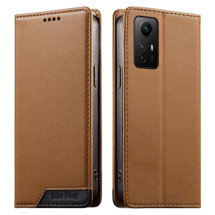Funda para teléfono Dierfeng Splicing de cuero vegano con imán RFID resistente, For Redmi Note 12S / Note 11S 4G, For Redmi Note 12 4G Global, For Redmi 12C / 11A / Poco C55, For Redmi Note 12 Pro+ Global, For Redmi Note 12 Pro 5G Global / Speed       ...