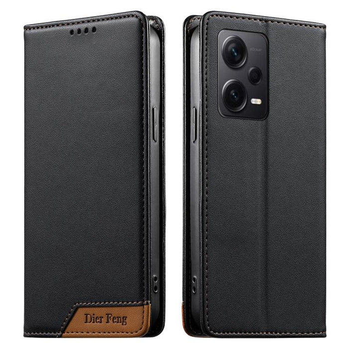 Funda para teléfono Dierfeng Splicing de cuero vegano con imán RFID resistente, For Redmi Note 12S / Note 11S 4G, For Redmi Note 12 4G Global, For Redmi 12C / 11A / Poco C55, For Redmi Note 12 Pro+ Global, For Redmi Note 12 Pro 5G Global / Speed       ...