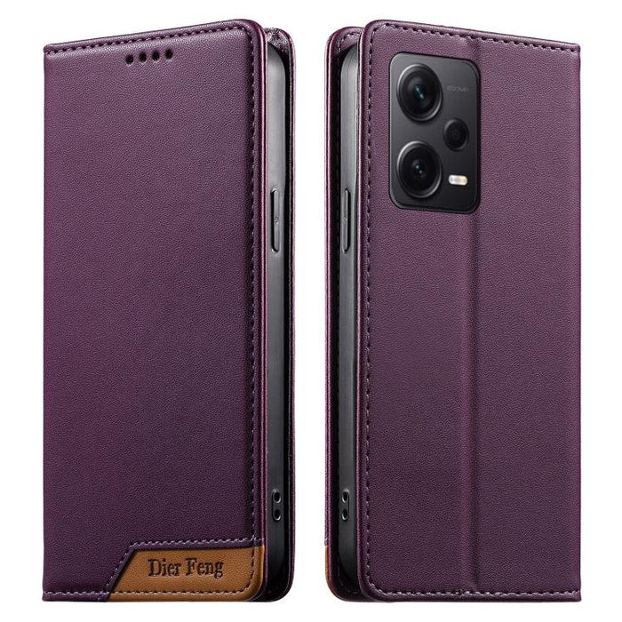 Funda para teléfono Dierfeng Splicing de cuero vegano con imán RFID resistente, For Redmi Note 12S / Note 11S 4G, For Redmi Note 12 4G Global, For Redmi 12C / 11A / Poco C55, For Redmi Note 12 Pro+ Global, For Redmi Note 12 Pro 5G Global / Speed       ...