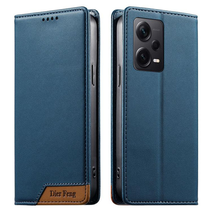 Funda para teléfono Dierfeng Splicing de cuero vegano con imán RFID resistente, For Redmi Note 12S / Note 11S 4G, For Redmi Note 12 4G Global, For Redmi 12C / 11A / Poco C55, For Redmi Note 12 Pro+ Global, For Redmi Note 12 Pro 5G Global / Speed       ...
