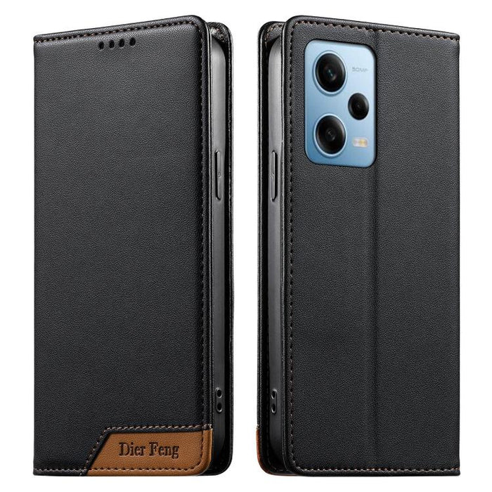 Funda para teléfono Dierfeng Splicing de cuero vegano con imán RFID resistente, For Redmi Note 12S / Note 11S 4G, For Redmi Note 12 4G Global, For Redmi 12C / 11A / Poco C55, For Redmi Note 12 Pro+ Global, For Redmi Note 12 Pro 5G Global / Speed       ...