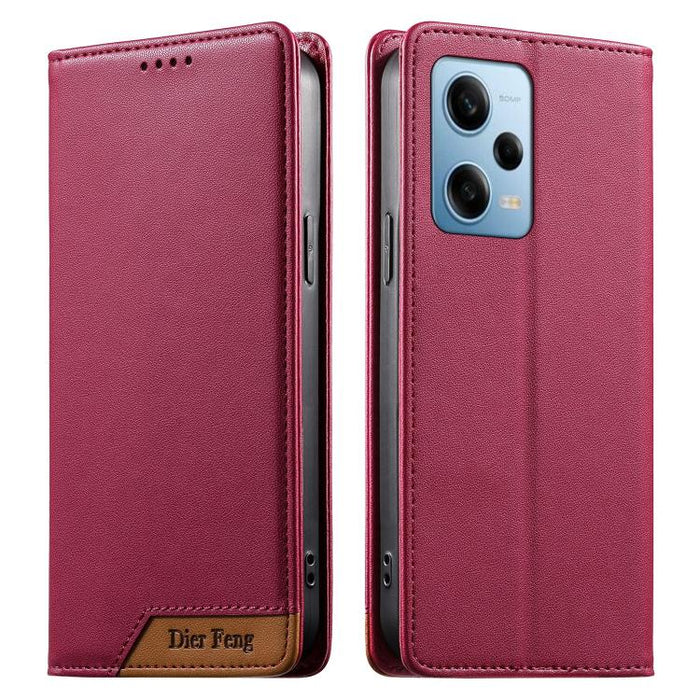 Funda para teléfono Dierfeng Splicing de cuero vegano con imán RFID resistente, For Redmi Note 12S / Note 11S 4G, For Redmi Note 12 4G Global, For Redmi 12C / 11A / Poco C55, For Redmi Note 12 Pro+ Global, For Redmi Note 12 Pro 5G Global / Speed       ...