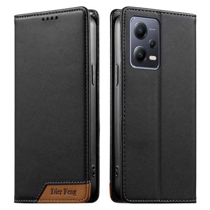 Funda para teléfono Dierfeng Splicing de cuero vegano con imán RFID resistente, For Redmi Note 12S / Note 11S 4G, For Redmi Note 12 4G Global, For Redmi 12C / 11A / Poco C55, For Redmi Note 12 Pro+ Global, For Redmi Note 12 Pro 5G Global / Speed       ...