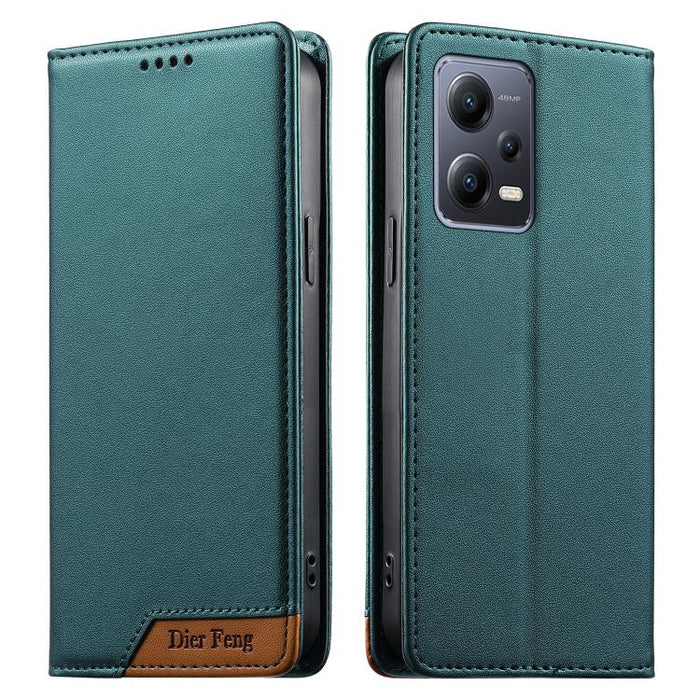 Funda para teléfono Dierfeng Splicing de cuero vegano con imán RFID resistente, For Redmi Note 12S / Note 11S 4G, For Redmi Note 12 4G Global, For Redmi 12C / 11A / Poco C55, For Redmi Note 12 Pro+ Global, For Redmi Note 12 Pro 5G Global / Speed       ...