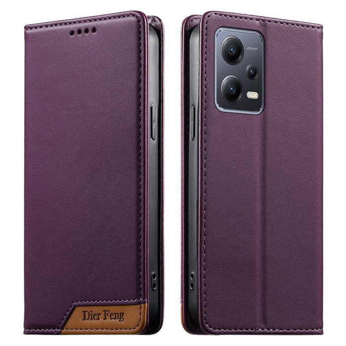 Funda para teléfono Dierfeng Splicing de cuero vegano con imán RFID resistente, For Redmi Note 12S / Note 11S 4G, For Redmi Note 12 4G Global, For Redmi 12C / 11A / Poco C55, For Redmi Note 12 Pro+ Global, For Redmi Note 12 Pro 5G Global / Speed       ...