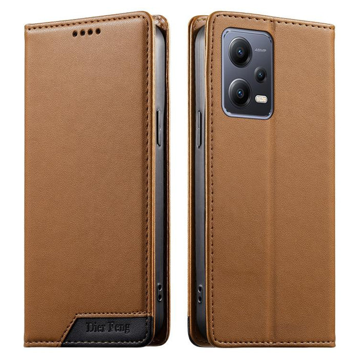 Funda para teléfono Dierfeng Splicing de cuero vegano con imán RFID resistente, For Redmi Note 12S / Note 11S 4G, For Redmi Note 12 4G Global, For Redmi 12C / 11A / Poco C55, For Redmi Note 12 Pro+ Global, For Redmi Note 12 Pro 5G Global / Speed       ...