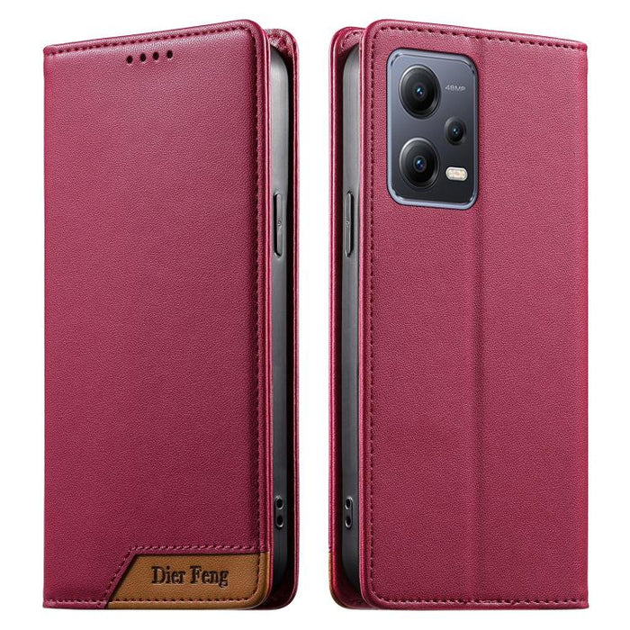 Funda para teléfono Dierfeng Splicing de cuero vegano con imán RFID resistente, For Redmi Note 12S / Note 11S 4G, For Redmi Note 12 4G Global, For Redmi 12C / 11A / Poco C55, For Redmi Note 12 Pro+ Global, For Redmi Note 12 Pro 5G Global / Speed       ...