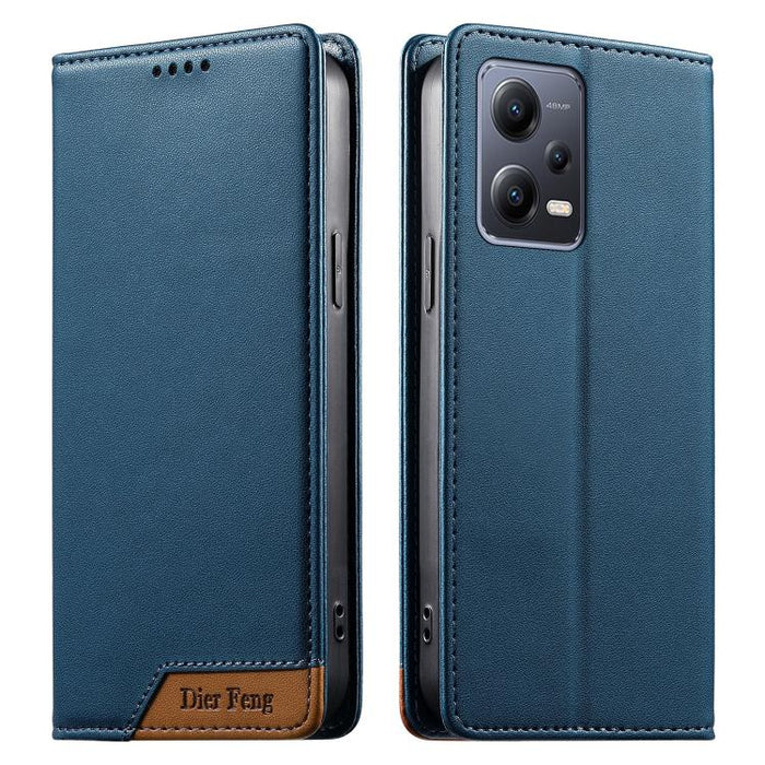 Funda para teléfono Dierfeng Splicing de cuero vegano con imán RFID resistente, For Redmi Note 12S / Note 11S 4G, For Redmi Note 12 4G Global, For Redmi 12C / 11A / Poco C55, For Redmi Note 12 Pro+ Global, For Redmi Note 12 Pro 5G Global / Speed       ...