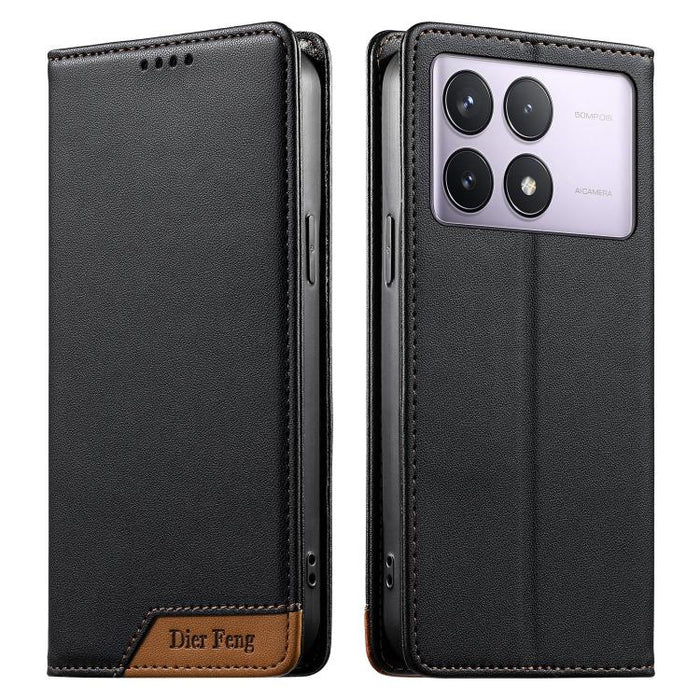 Funda para teléfono Dierfeng Splicing de cuero vegano con imán RFID resistente, For Redmi Note 14 Pro 5G / Note 14 Pro+ 5G, For Redmi Note 14 Pro 4G, For Redmi Note 14 4G 163.25mm, For Redmi 14C 4G / 14R / A4 5G, For Redmi K70 Ultra                    ...