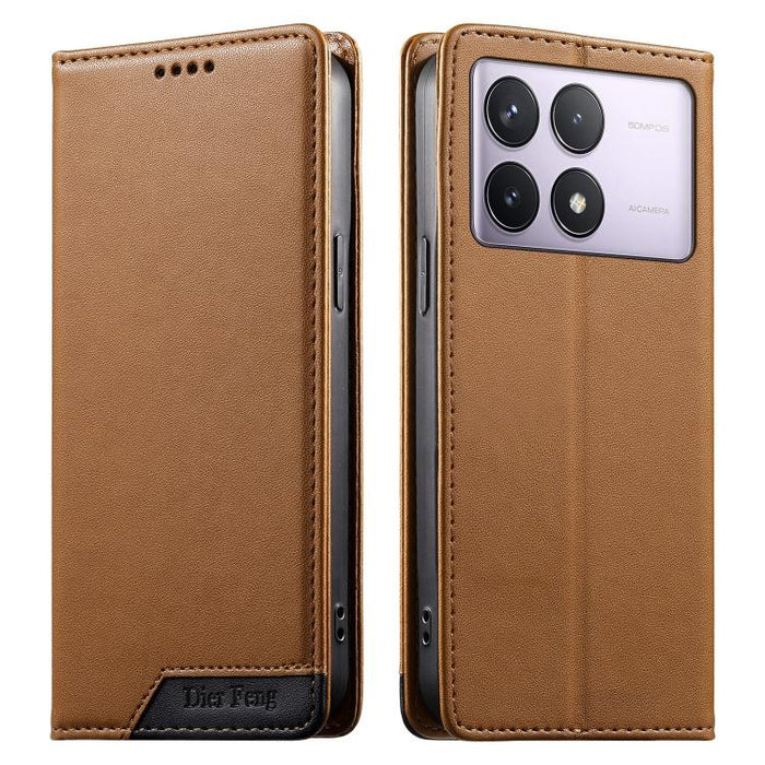 Funda para teléfono Dierfeng Splicing de cuero vegano con imán RFID resistente, For Redmi Note 14 Pro 5G / Note 14 Pro+ 5G, For Redmi Note 14 Pro 4G, For Redmi Note 14 4G 163.25mm, For Redmi 14C 4G / 14R / A4 5G, For Redmi K70 Ultra                    ...