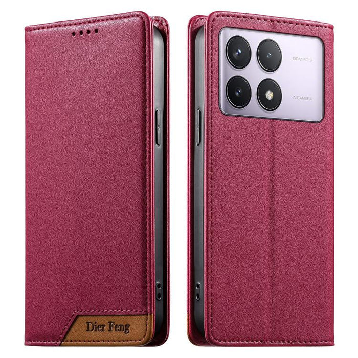 Funda para teléfono Dierfeng Splicing de cuero vegano con imán RFID resistente, For Redmi Note 14 Pro 5G / Note 14 Pro+ 5G, For Redmi Note 14 Pro 4G, For Redmi Note 14 4G 163.25mm, For Redmi 14C 4G / 14R / A4 5G, For Redmi K70 Ultra                    ...
