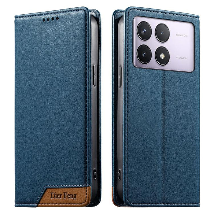 Funda para teléfono Dierfeng Splicing de cuero vegano con imán RFID resistente, For Redmi Note 14 Pro 5G / Note 14 Pro+ 5G, For Redmi Note 14 Pro 4G, For Redmi Note 14 4G 163.25mm, For Redmi 14C 4G / 14R / A4 5G, For Redmi K70 Ultra                    ...