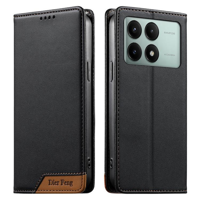 Funda para teléfono Dierfeng Splicing de cuero vegano con imán RFID resistente, For Redmi Note 14 Pro 5G / Note 14 Pro+ 5G, For Redmi Note 14 Pro 4G, For Redmi Note 14 4G 163.25mm, For Redmi 14C 4G / 14R / A4 5G, For Redmi K70 Ultra                    ...