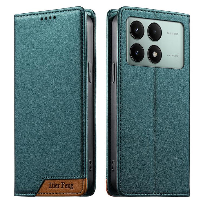 Funda para teléfono Dierfeng Splicing de cuero vegano con imán RFID resistente, For Redmi Note 14 Pro 5G / Note 14 Pro+ 5G, For Redmi Note 14 Pro 4G, For Redmi Note 14 4G 163.25mm, For Redmi 14C 4G / 14R / A4 5G, For Redmi K70 Ultra                    ...