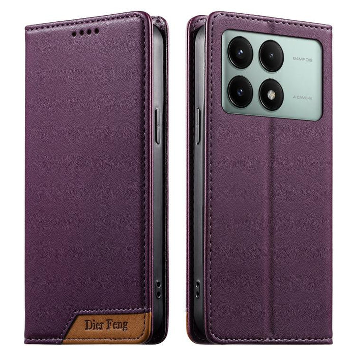 Funda para teléfono Dierfeng Splicing de cuero vegano con imán RFID resistente, For Redmi Note 14 Pro 5G / Note 14 Pro+ 5G, For Redmi Note 14 Pro 4G, For Redmi Note 14 4G 163.25mm, For Redmi 14C 4G / 14R / A4 5G, For Redmi K70 Ultra                    ...