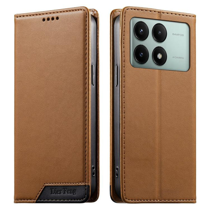 Funda para teléfono Dierfeng Splicing de cuero vegano con imán RFID resistente, For Redmi Note 14 Pro 5G / Note 14 Pro+ 5G, For Redmi Note 14 Pro 4G, For Redmi Note 14 4G 163.25mm, For Redmi 14C 4G / 14R / A4 5G, For Redmi K70 Ultra                    ...