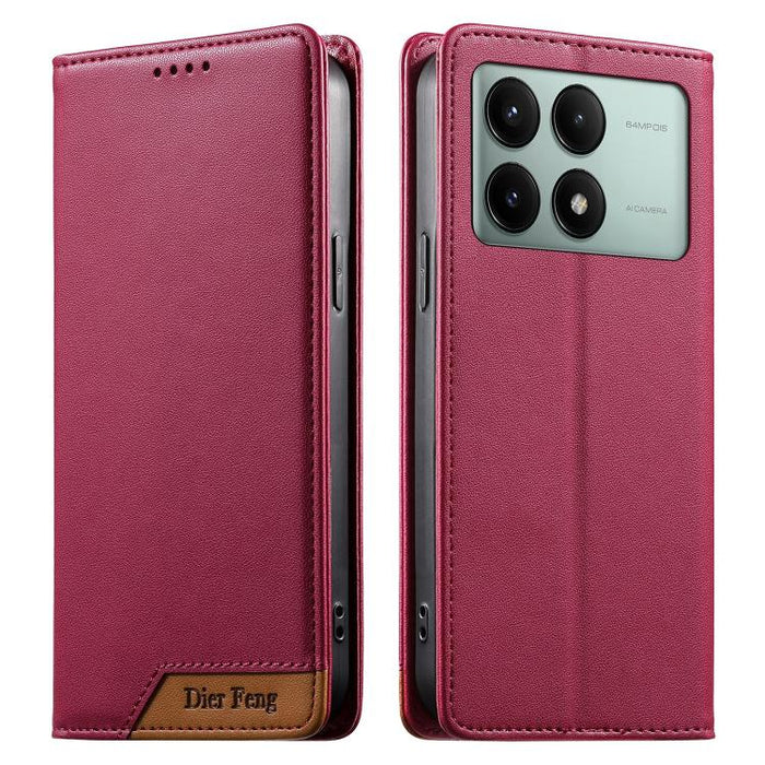 Funda para teléfono Dierfeng Splicing de cuero vegano con imán RFID resistente, For Redmi Note 14 Pro 5G / Note 14 Pro+ 5G, For Redmi Note 14 Pro 4G, For Redmi Note 14 4G 163.25mm, For Redmi 14C 4G / 14R / A4 5G, For Redmi K70 Ultra                    ...